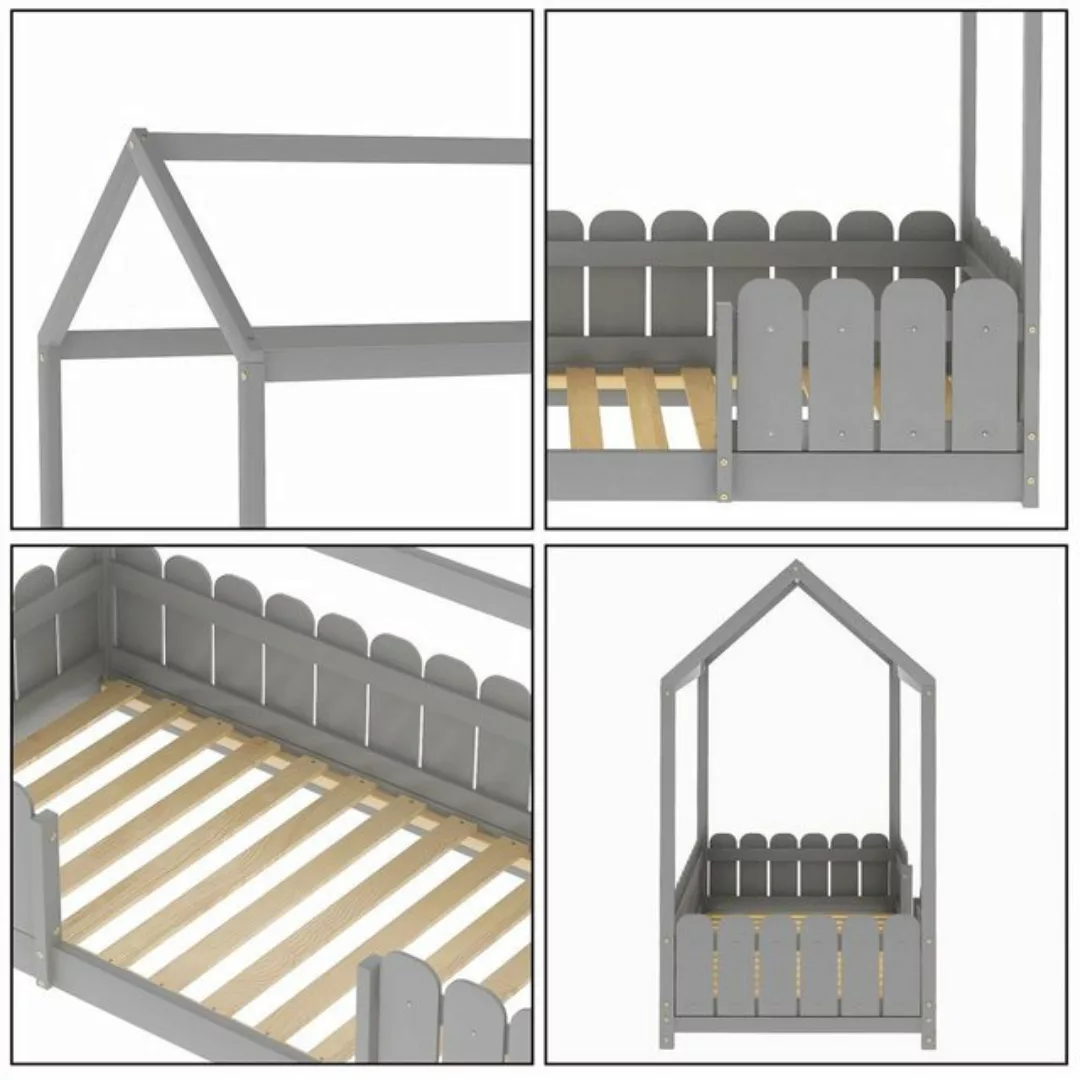 REDOM Kinderbett Kinder Bett Jugendbett Holzbett Massivholzbett Hausbett Ki günstig online kaufen