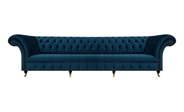 JVmoebel 4-Sitzer Chesterfield Textilsofa Designer Wohnzimmer Couchen Blaue günstig online kaufen