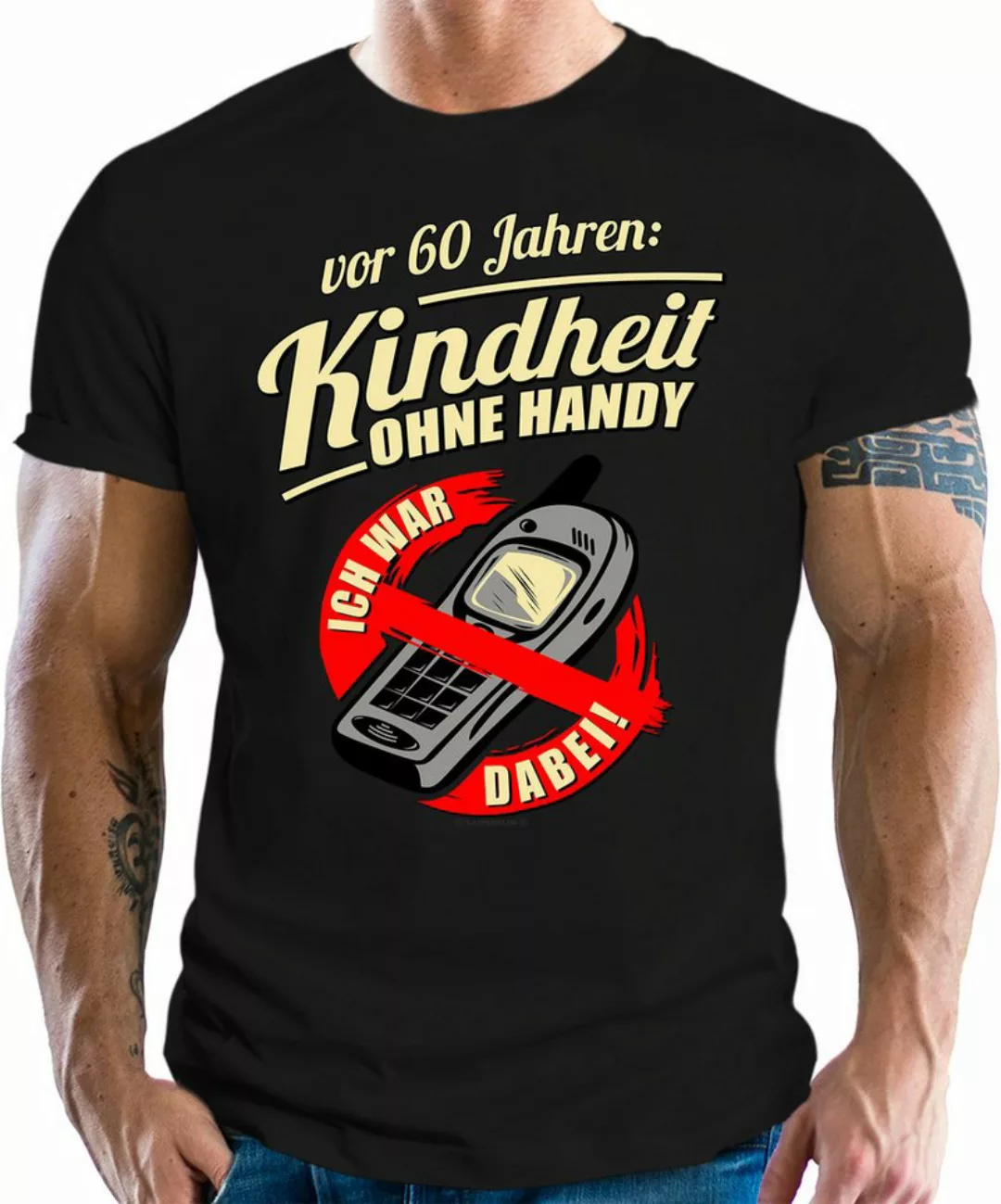 RAHMENLOS® T-Shirt für Leute über 60: Kindheit ohne Handy günstig online kaufen