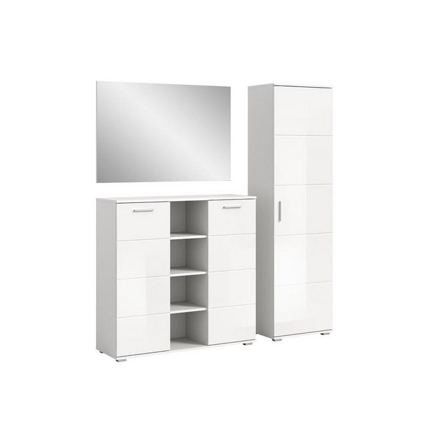 ebuy24 Kleiderschrank Prego Garderobenmöbel Set 3 Teile Hochglanz weiß günstig online kaufen