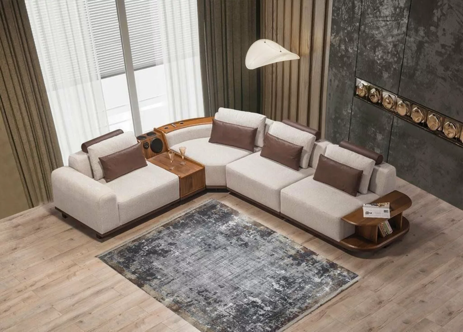 JVmoebel Ecksofa Beiges Modulsofa Designer Ecksofas Wohnzimmer Polster Couc günstig online kaufen