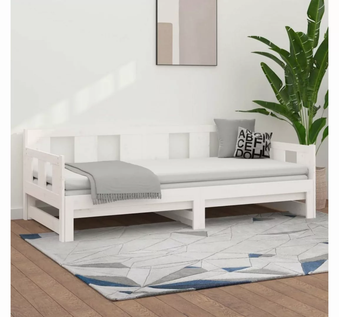 vidaXL Gästebett Tagesbett Gästebett Ausziehbar Weiß Massivholz Kiefer 2x80 günstig online kaufen