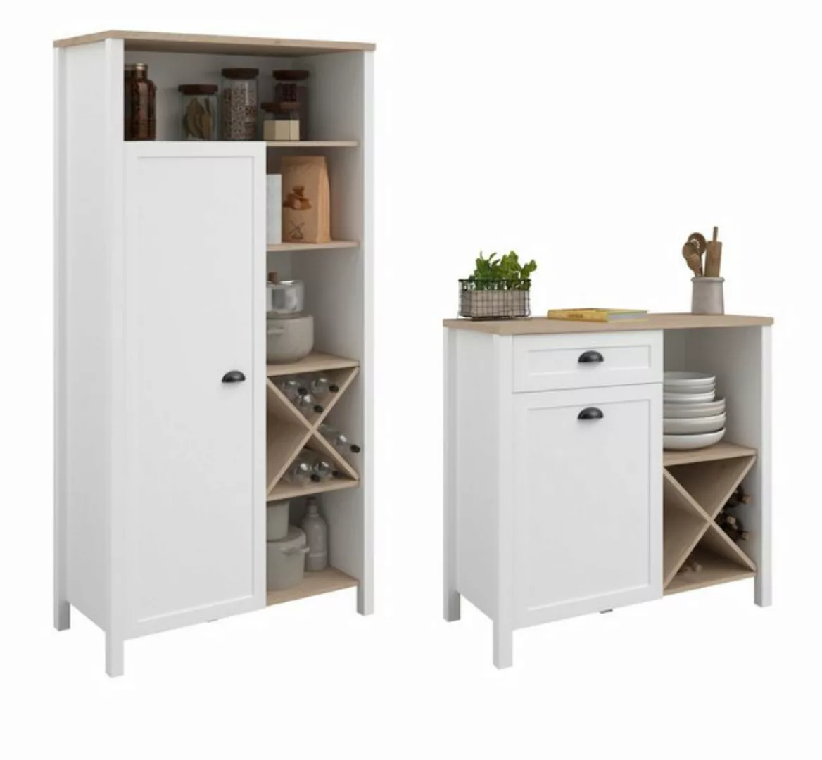 Parisot Buffet Ashly (Buffetschrank in weiß mit Eiche, 95 x 185 cm) auch al günstig online kaufen