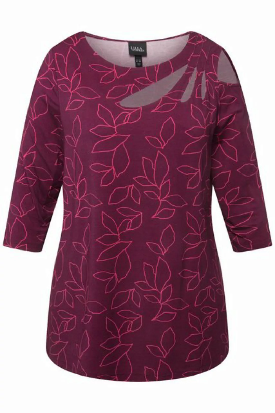 Ulla Popken Rundhalsshirt Shirt Cut-Outs A-Linie U-Boot-Ausschnitt. 3/4-Arm günstig online kaufen