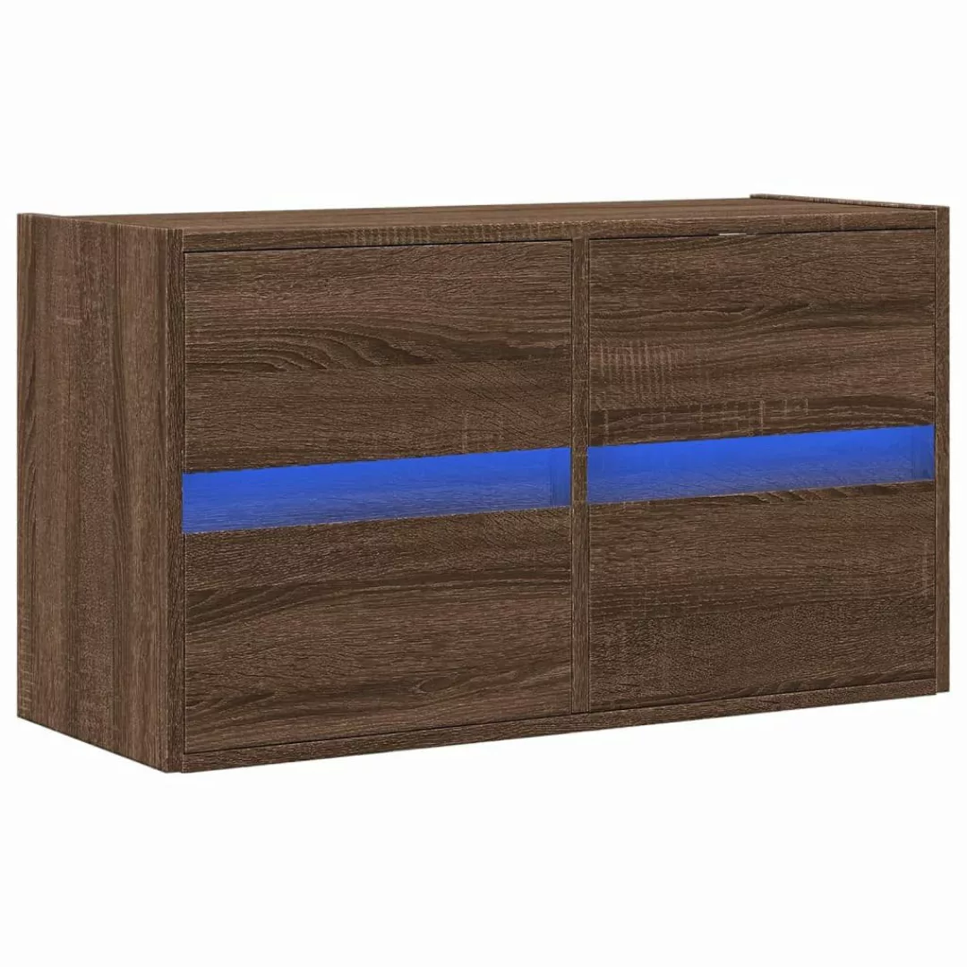 vidaXL TV-Wand TV-Wandschrank mit LED-Beleuchtung Braun günstig online kaufen