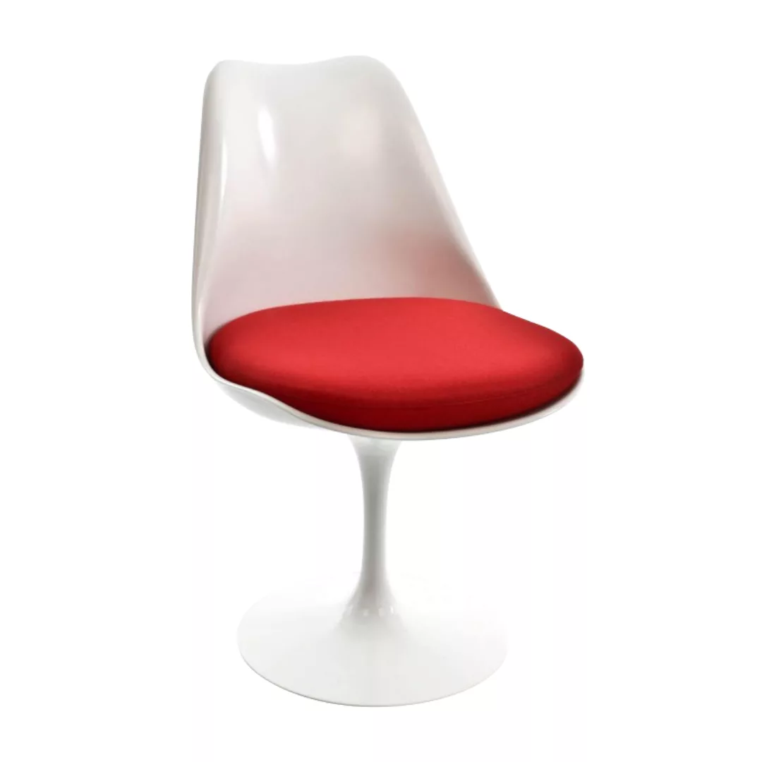 Knoll International - Tulip Stuhl drehbar - weiß/mit Sitzkissen/Bezug rot T günstig online kaufen