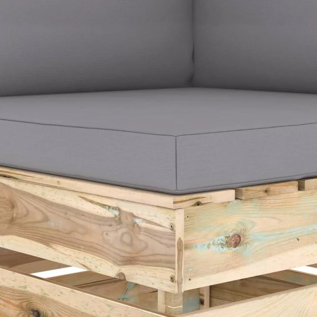 Modulares Ecksofa Mit Kissen Grün Imprägniertes Holz günstig online kaufen