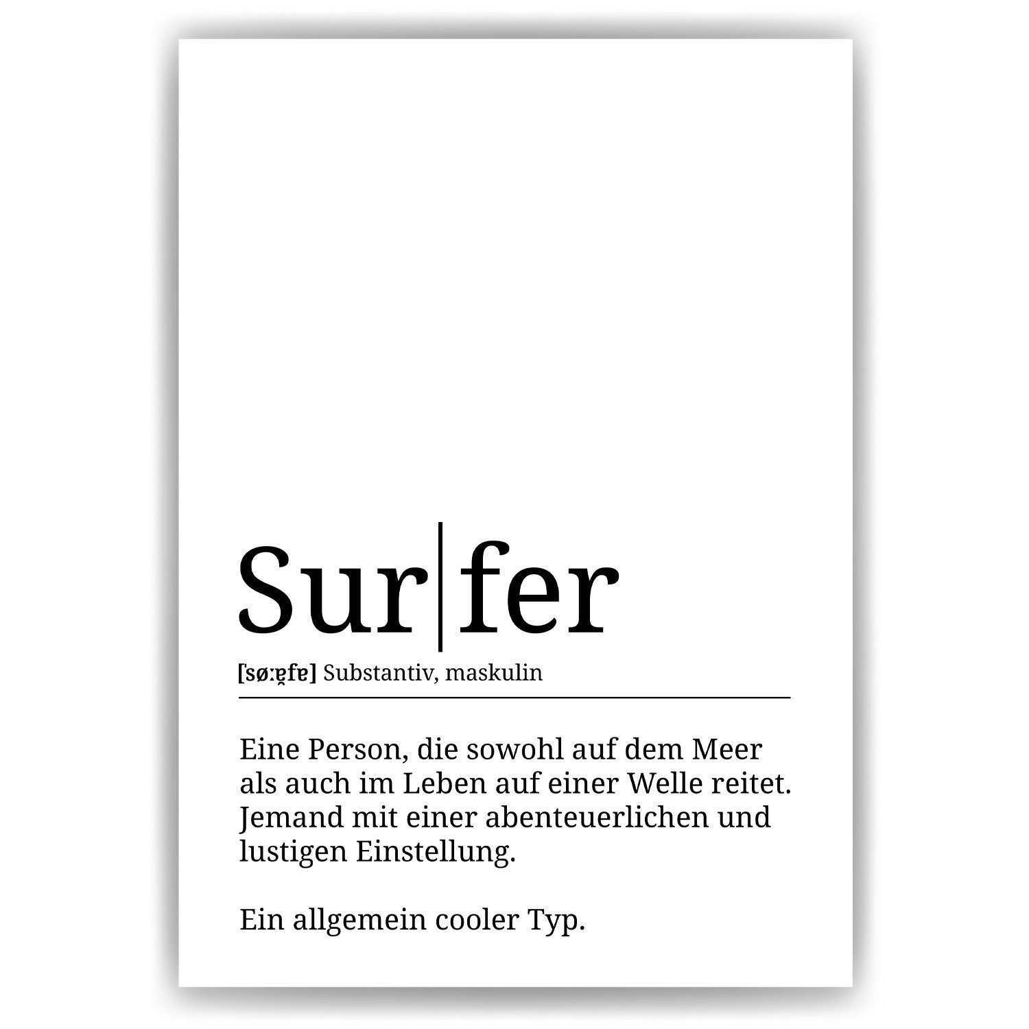 Tigerlino Poster Surfer Definition Wandbild Surfen günstig online kaufen