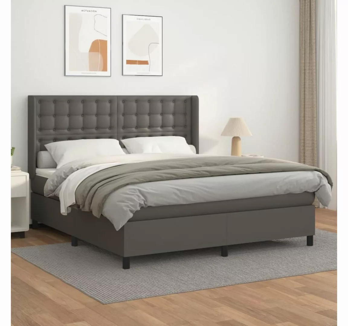 vidaXL Boxspringbett Bett Boxspringbett Kunstleder komplett mit Matratze & günstig online kaufen