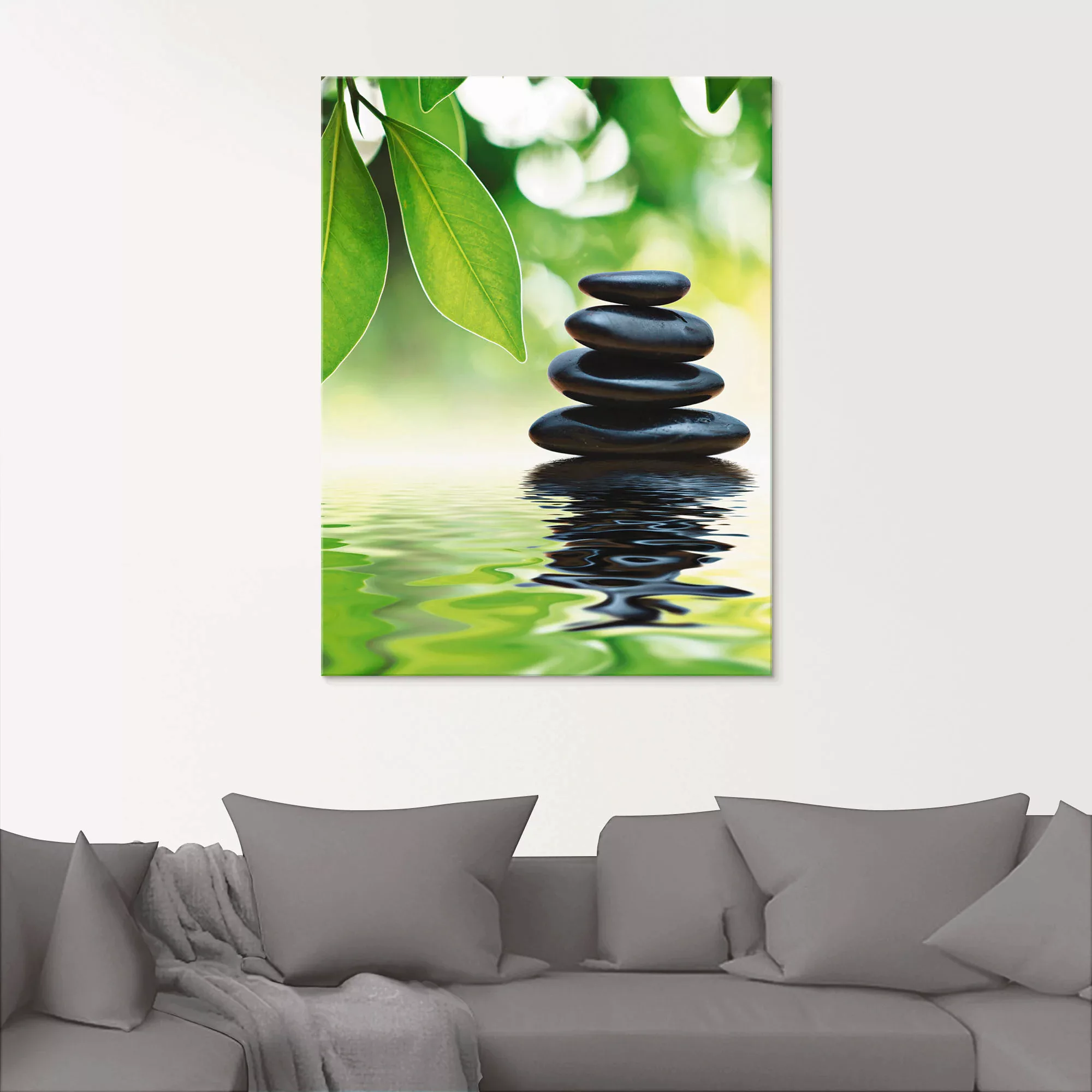 Artland Glasbild "Zen Steinpyramide auf Wasseroberfläche", Zen, (1 St.), in günstig online kaufen