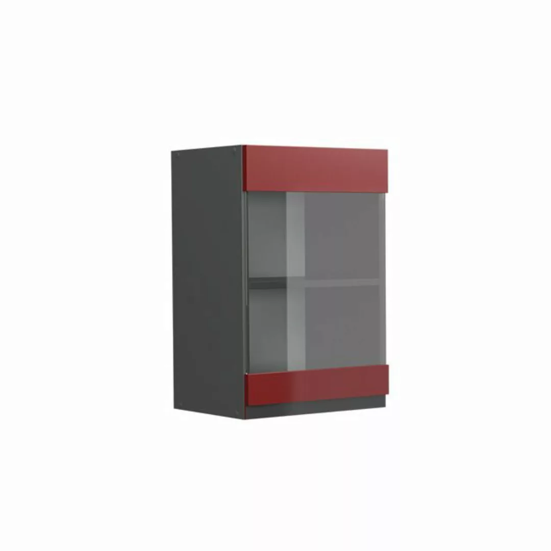 Vicco Glashängeschrank Hängeschrank J-Shape 40 cm Anthrazit/Rot günstig online kaufen