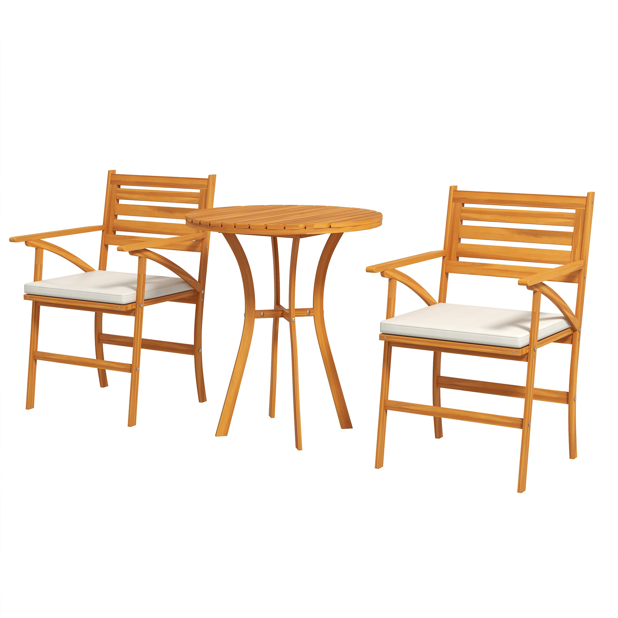 Outsunny Gartenmöbel-Set aus Kiefernholz, 1 runder Tisch und 2 Stühle, Gart günstig online kaufen