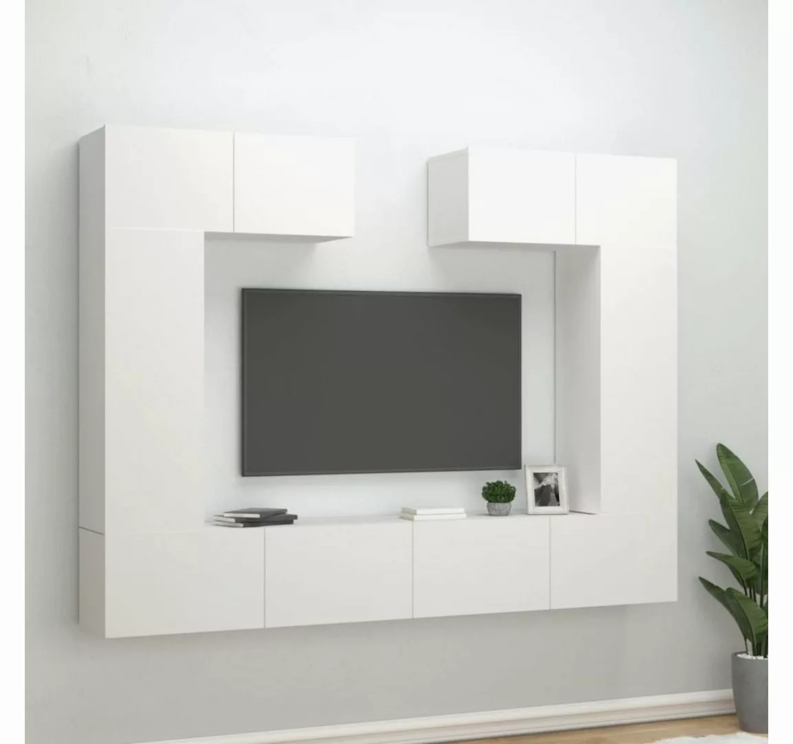 vidaXL Kleiderschrank 6-tlg TV-Schrank-Set Weiß Holzwerkstoff Wandschränkch günstig online kaufen