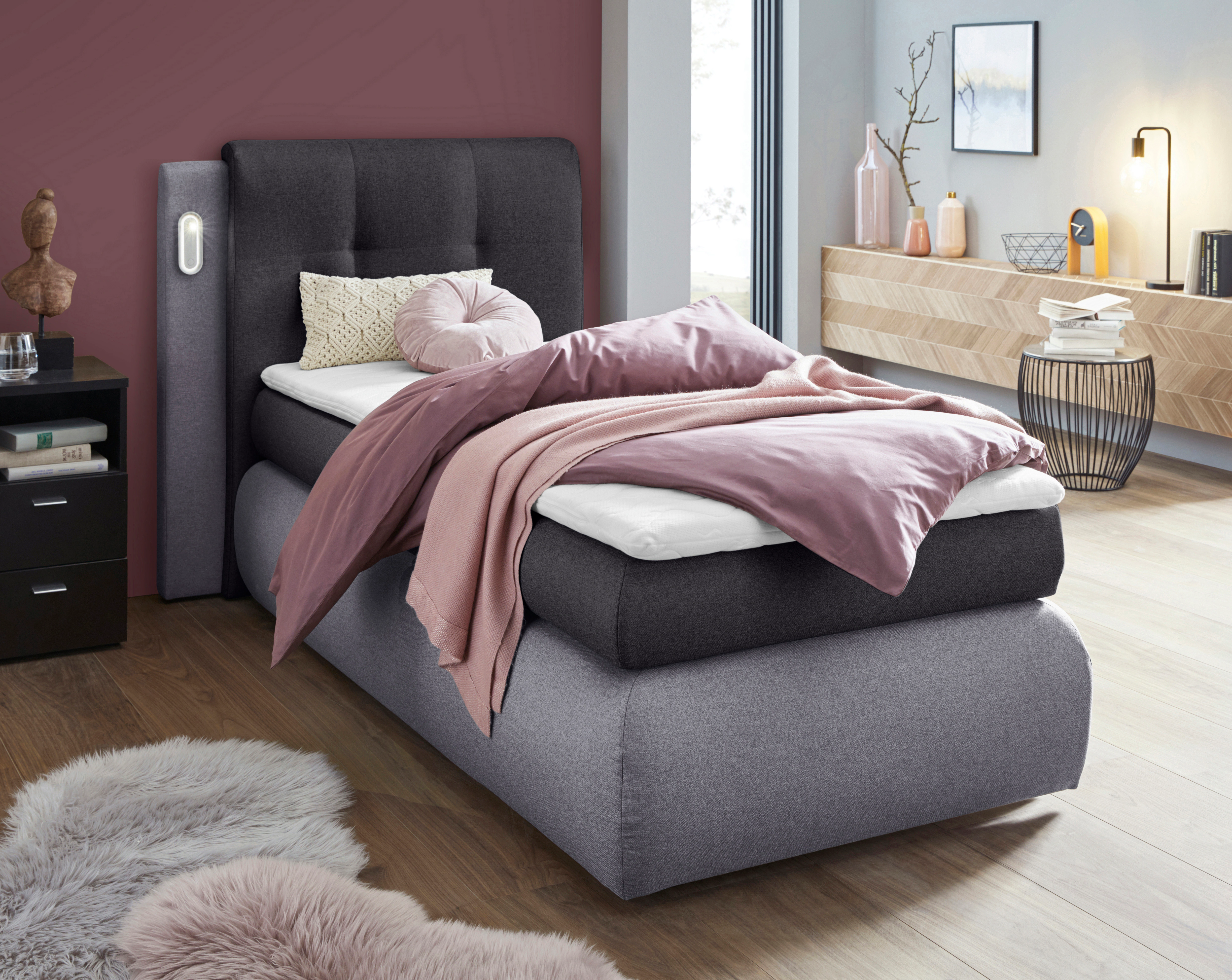 COLLECTION AB Boxspringbett "Borna", inklusive Bettkasten, LED-Beleuchtung günstig online kaufen