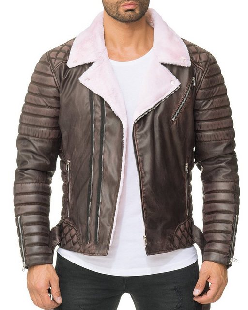 Reichstadt Bikerjacke Herren Kunstleder Jacke RS008 (1-St) gefüttert mit St günstig online kaufen