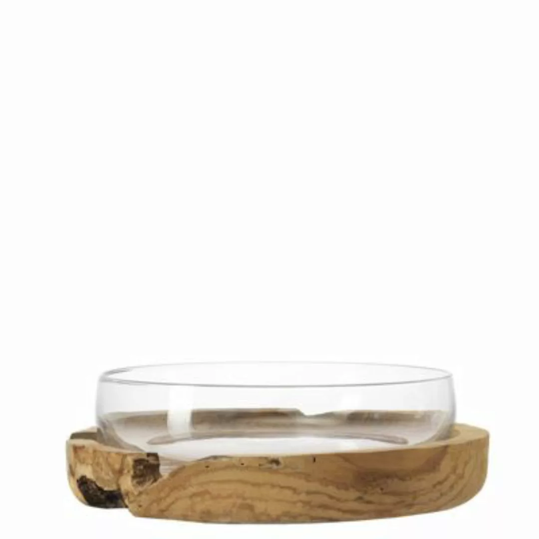 LEONARDO TERRA Glas Schale mit Teaksockel 39 cm Müslischalen transparent günstig online kaufen