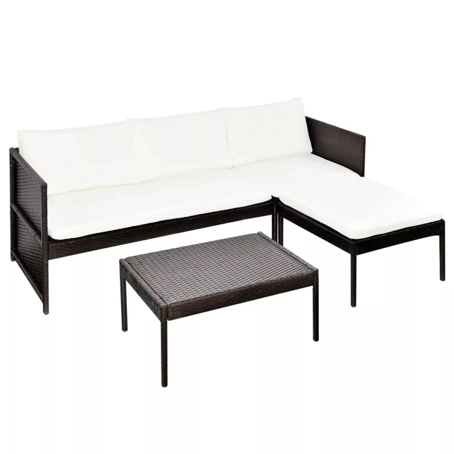 vidaXL 3-tlg Garten-Lounge-Set mit Auflagen Poly Rattan Braun Modell 11 günstig online kaufen