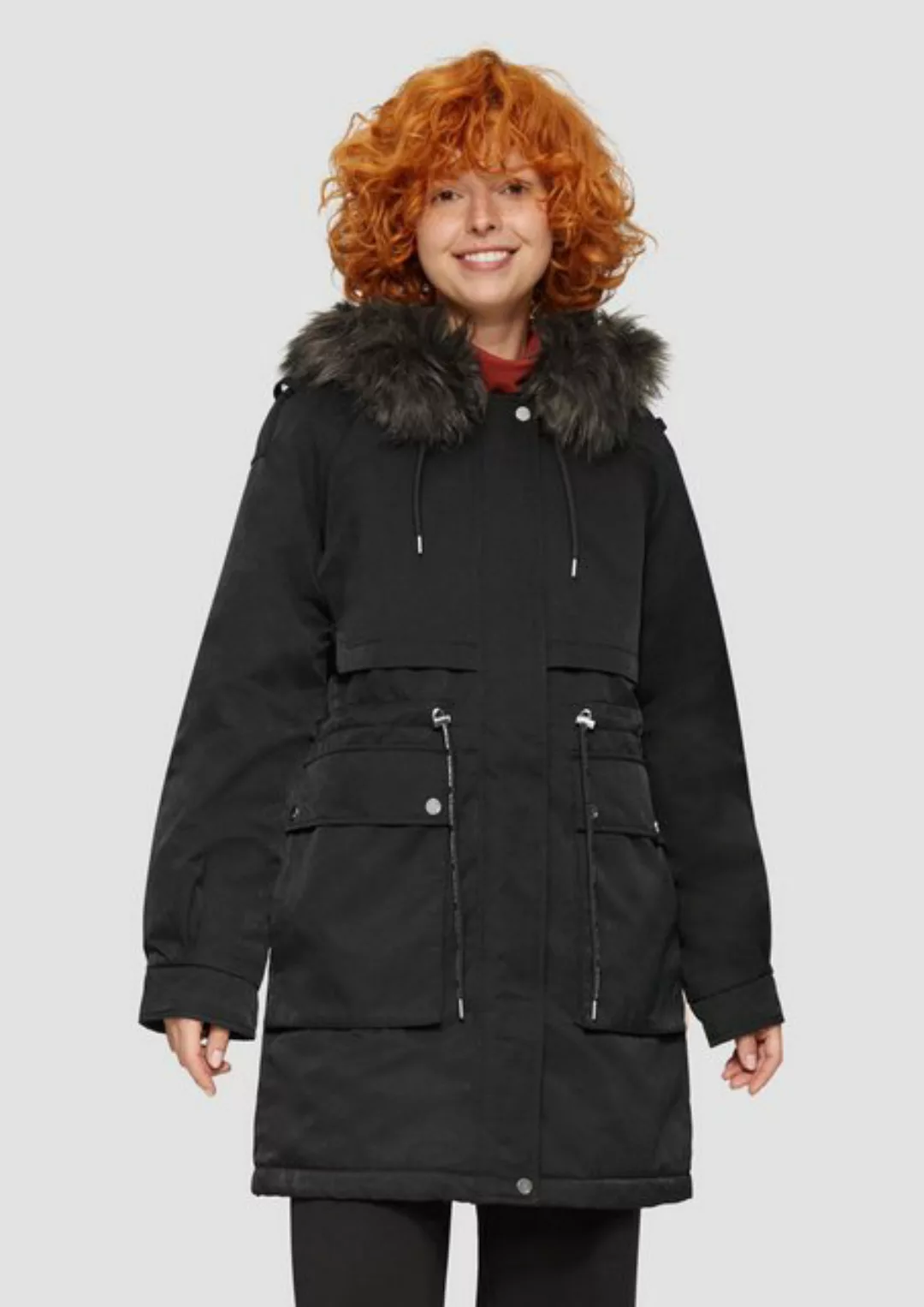 QS Outdoorjacke Gefütterter Parka mit abnehmbarem Kunstfell Tunnelzug an de günstig online kaufen