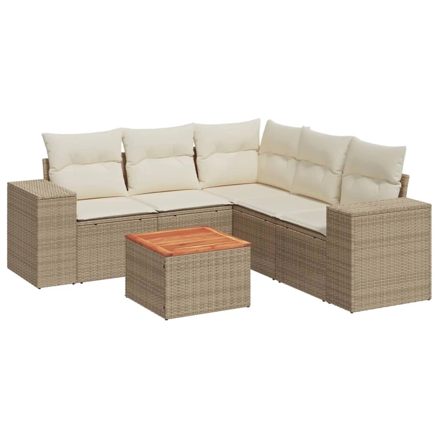 vidaXL 6-Tlg Garten-Sofagarnitur mit Kissen Beige Poly Rattan 3225442 günstig online kaufen