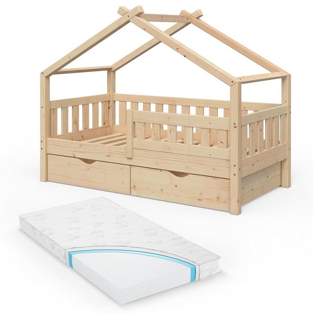 VitaliSpa Design Kinderbett 160 x 80 cm Natur mit Schubladenset Lattenrost günstig online kaufen
