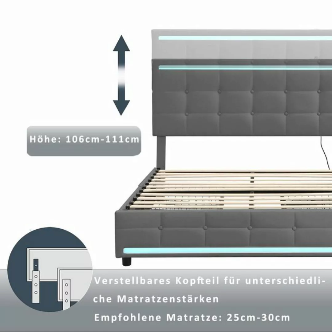 REDOM Polsterbett Doppelbett Stauraumbett (140 * 200 ohne Matratze, Gepolst günstig online kaufen