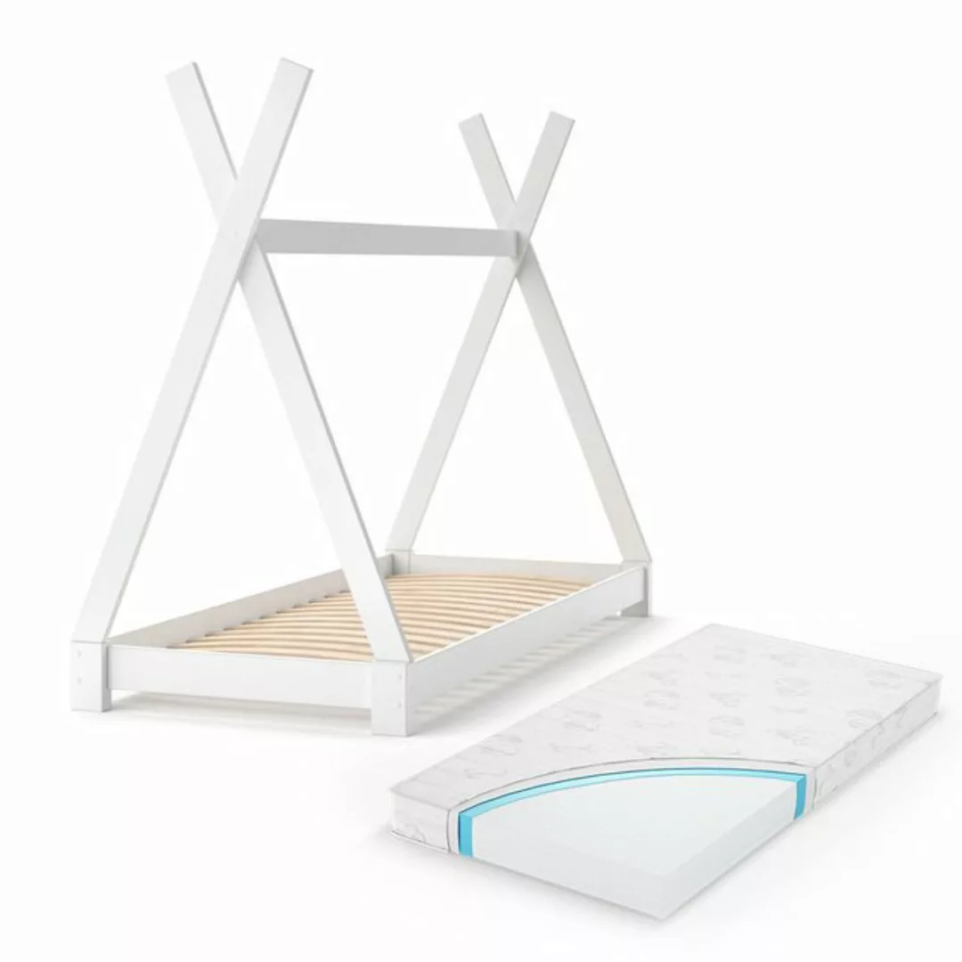 VitaliSpa® Kinderbett Tipi, Weiß, 80x160 cm mit Matratze günstig online kaufen