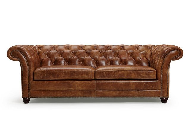 Xlmoebel Sofa Neu Chesterfield Ledersofa mit 3 Sitzplätzen und Polstern, He günstig online kaufen