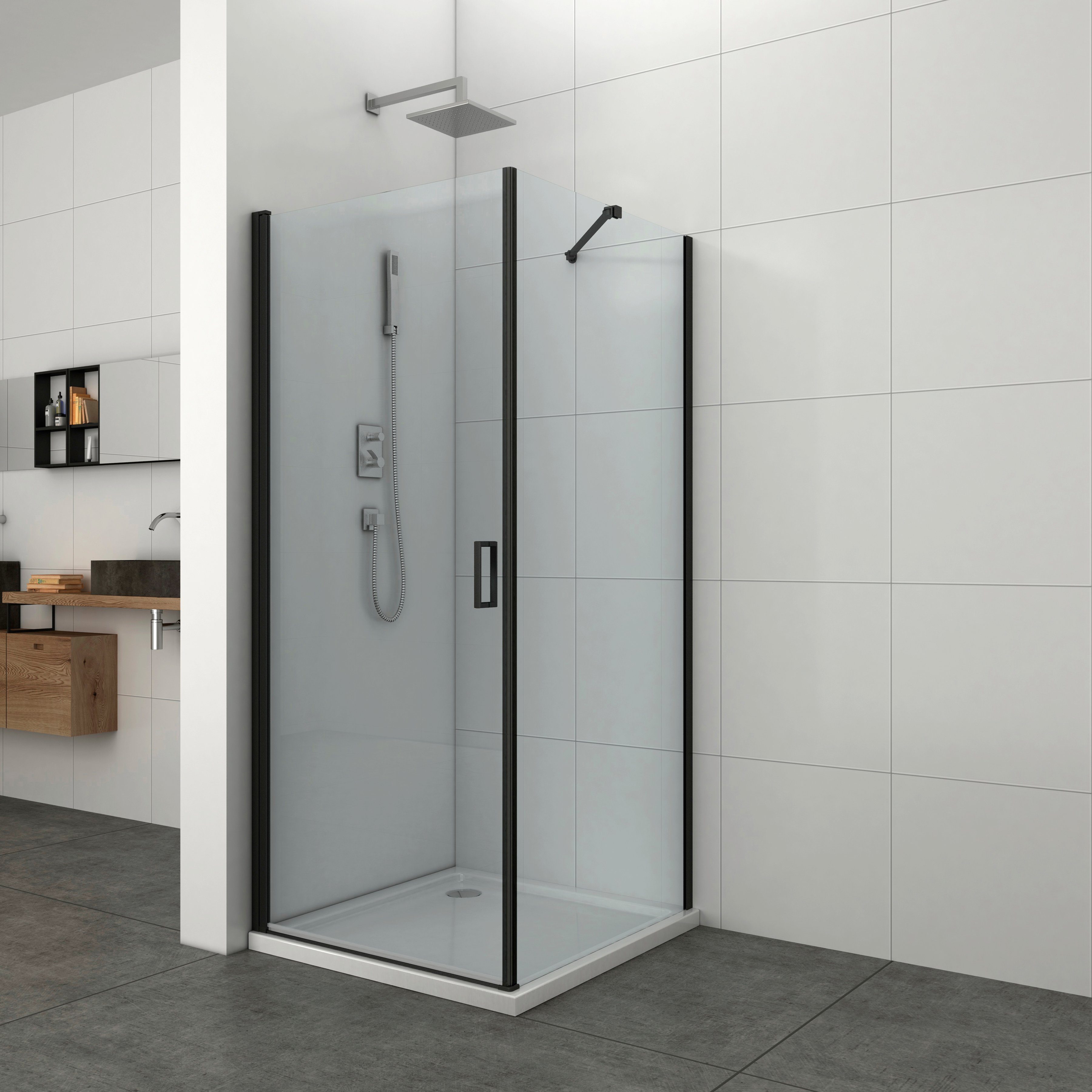 welltime Eckdusche Florenz Black, BxT: 90x90 günstig online kaufen