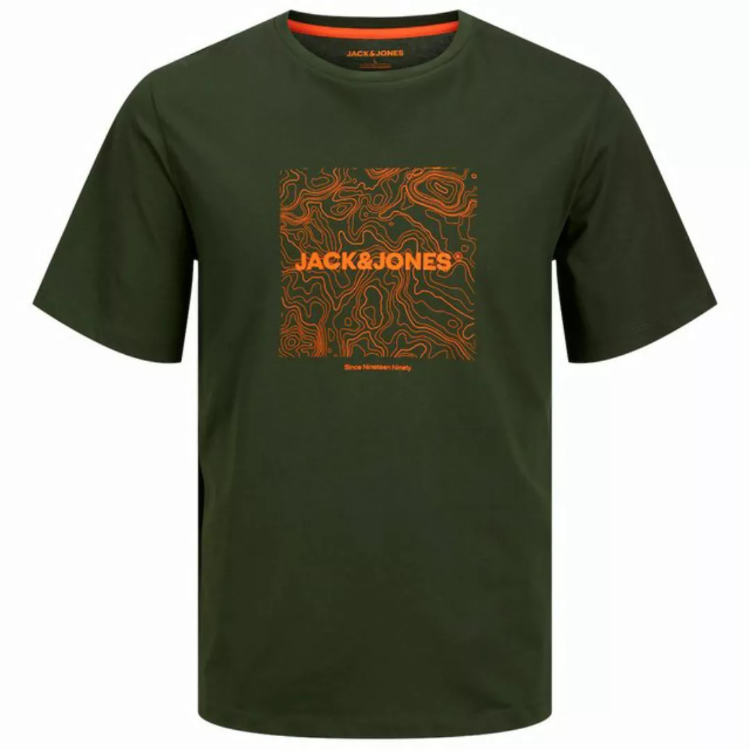 Jack & Jones Rundhalsshirt Jack&Jones XXL T-Shirt grün Logo-Frontprint JJLI günstig online kaufen