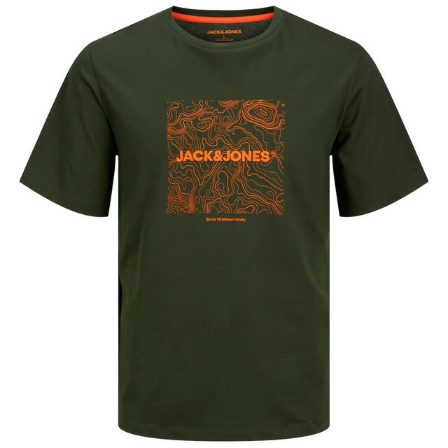 Jack & Jones Rundhalsshirt Jack&Jones XXL T-Shirt grün Logo-Frontprint JJLI günstig online kaufen