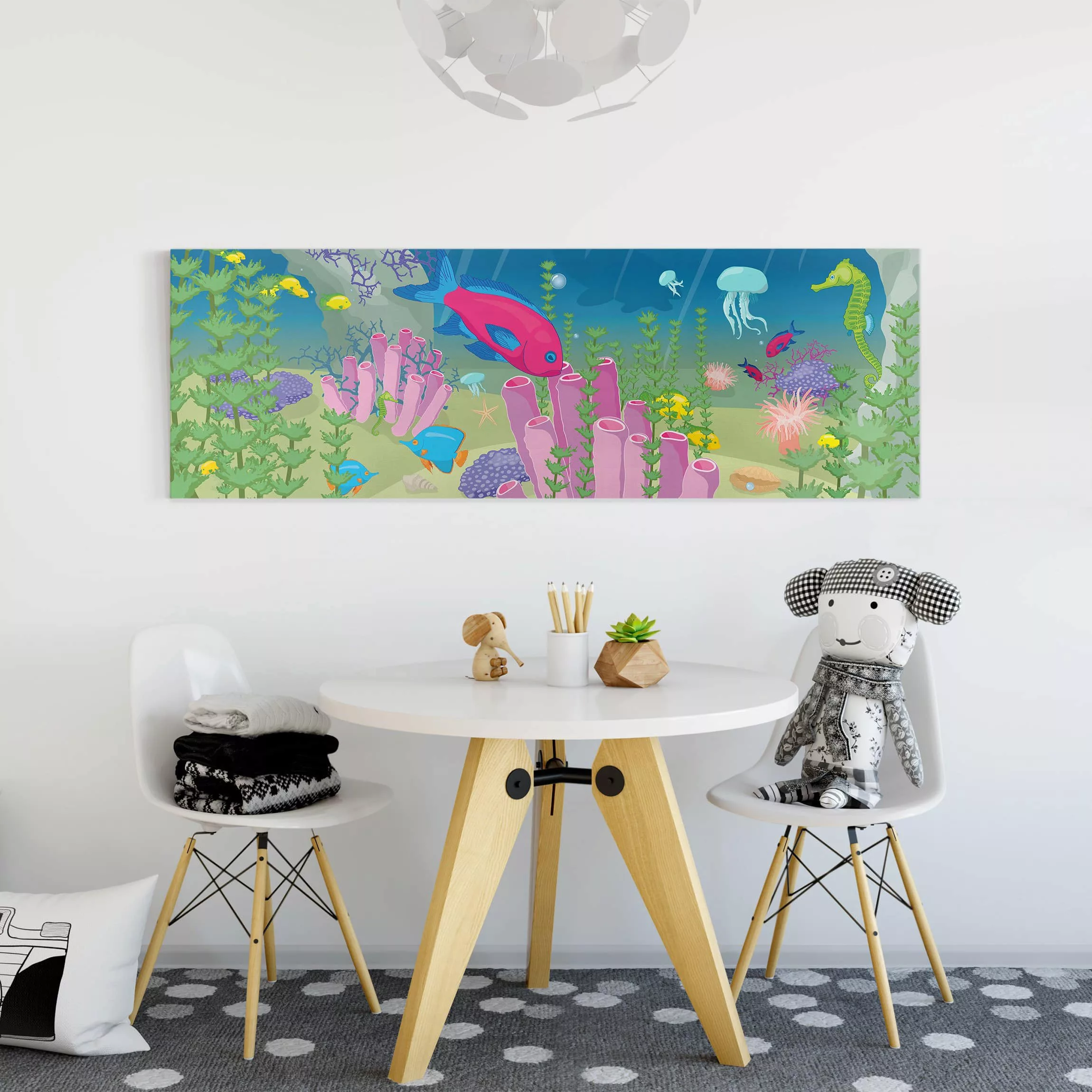 Leinwandbild Kinderzimmer - Panorama Unterwasserwelt günstig online kaufen