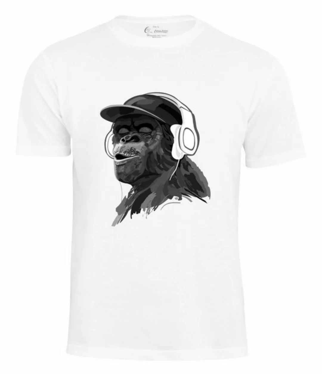 Cotton Prime® T-Shirt mit Affenmotiv - Monkey mit DJ-Kopfhörer günstig online kaufen