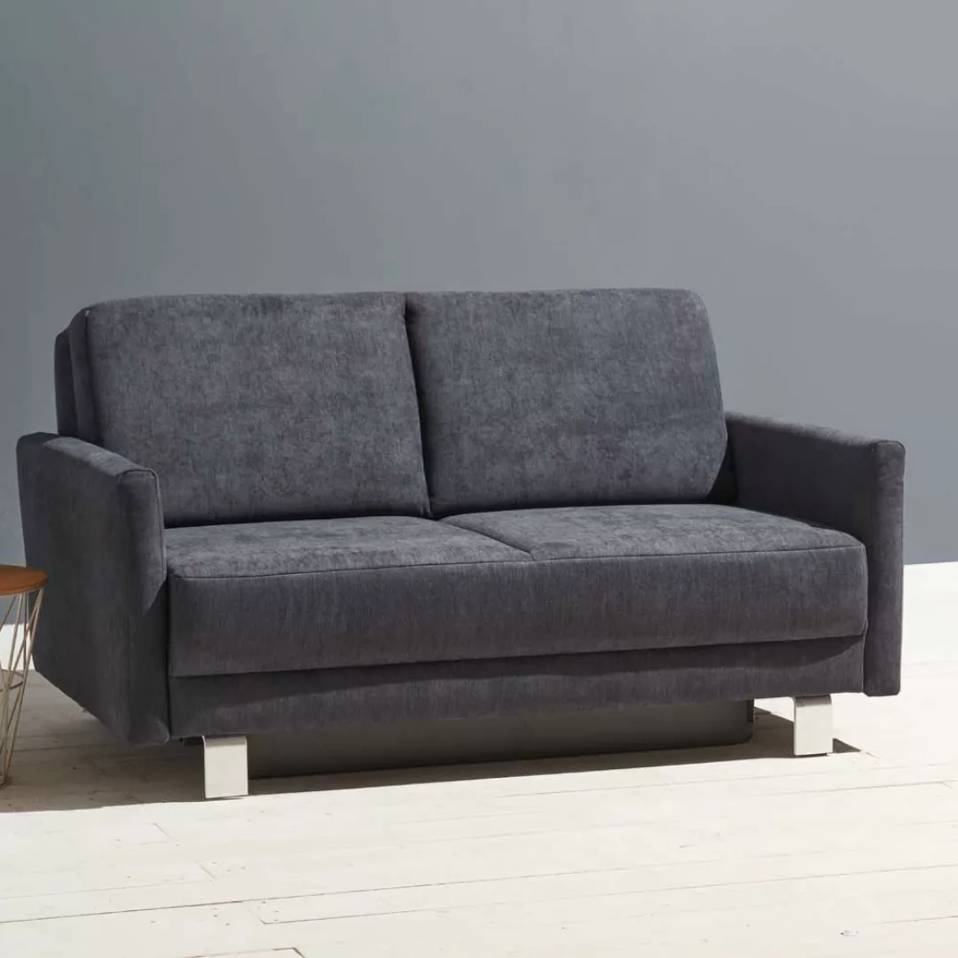 Ausziehsofa in Blaugrau Microvelour Made in Germany günstig online kaufen