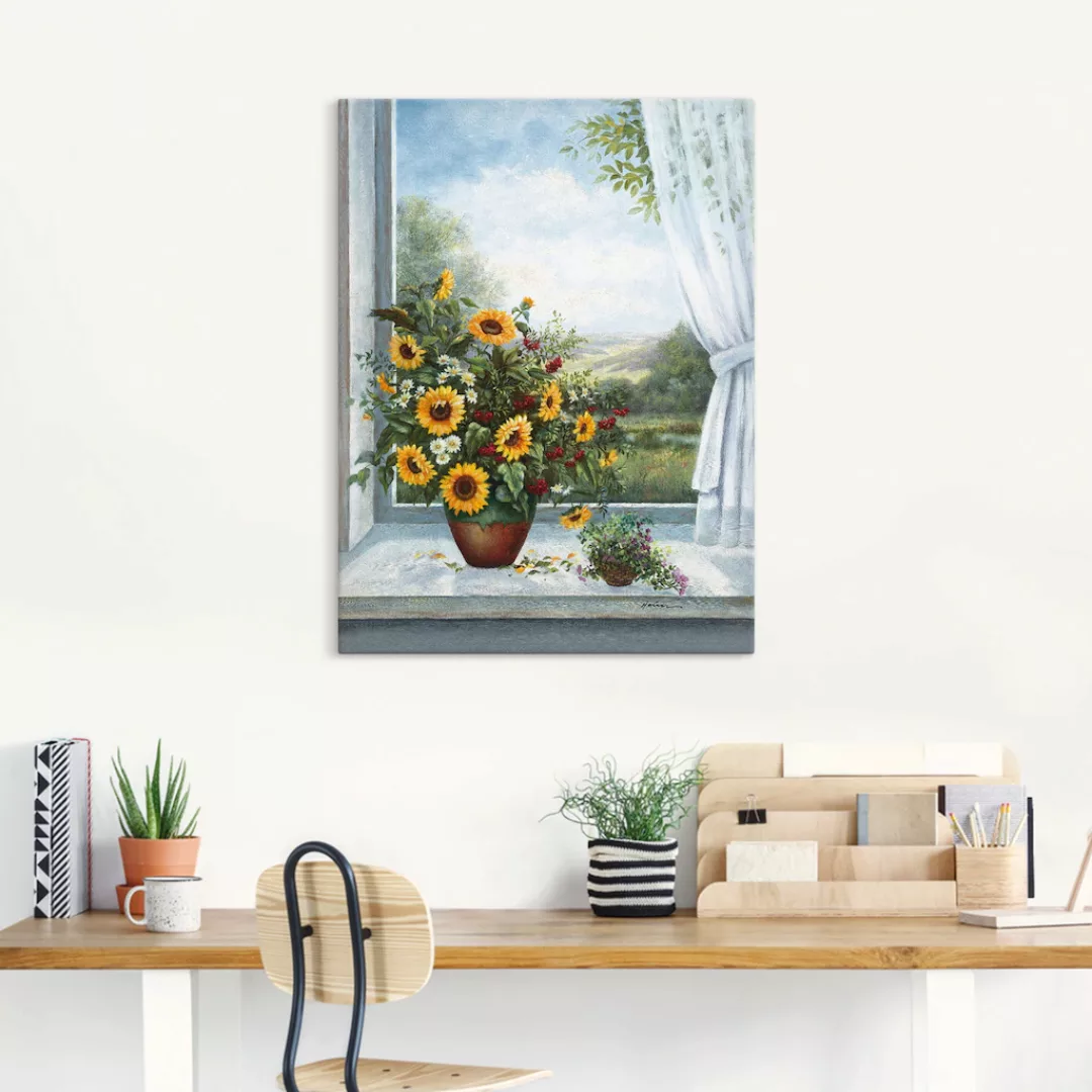 Artland Wandbild "Sonnenblumen am Fenster", Arrangements, (1 St.), als Lein günstig online kaufen