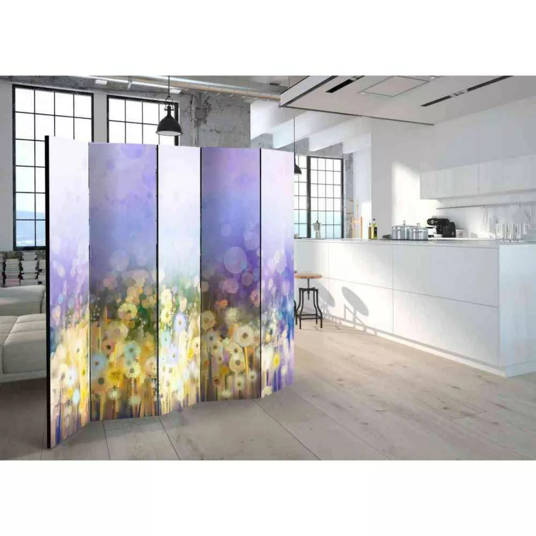 Raumteiler Paravent mit Blumenwiesen Motiv impressionistischen Stil günstig online kaufen