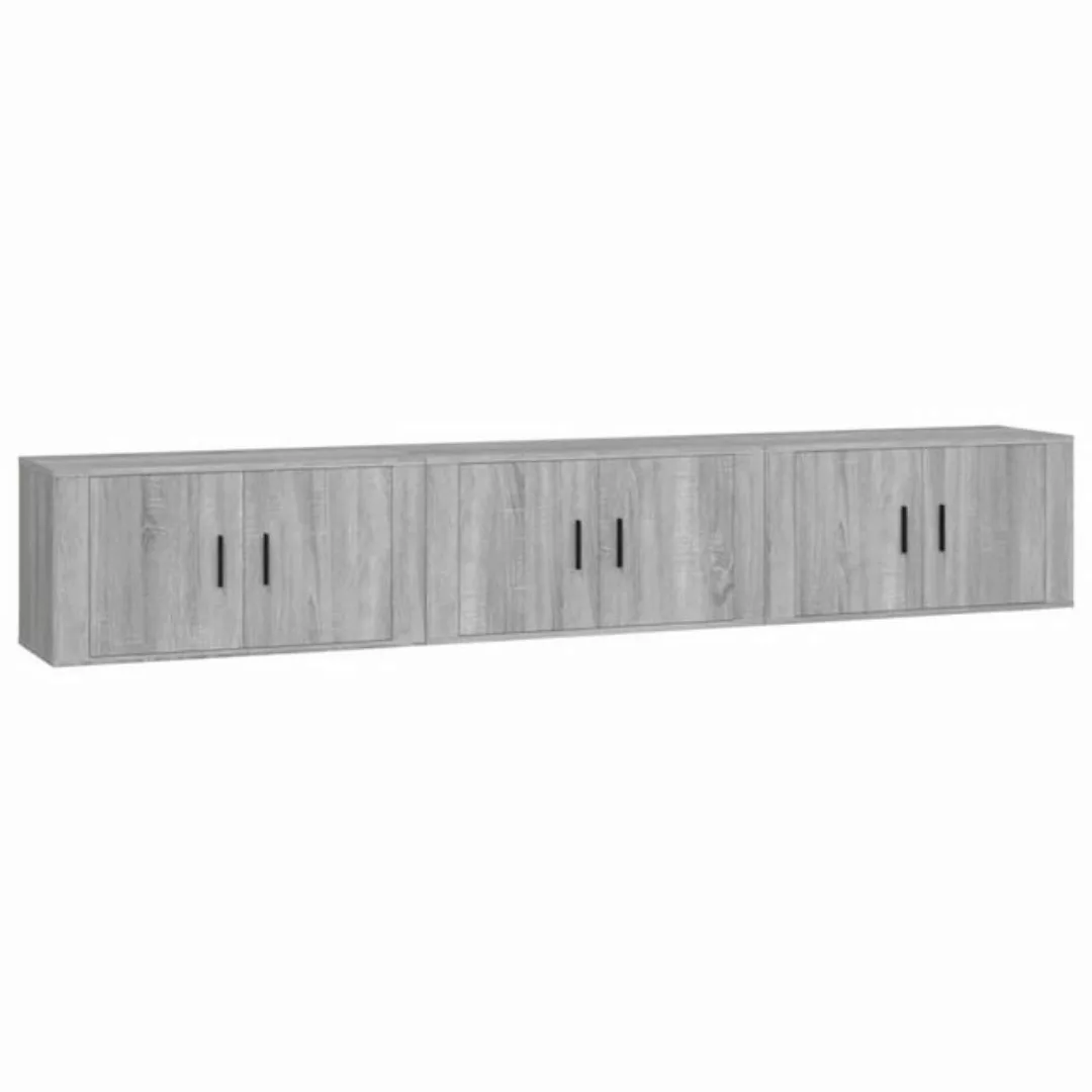 furnicato TV-Schrank TV-Wandschränke 3 Stk. Grau Sonoma 80x34,5x40 cm günstig online kaufen