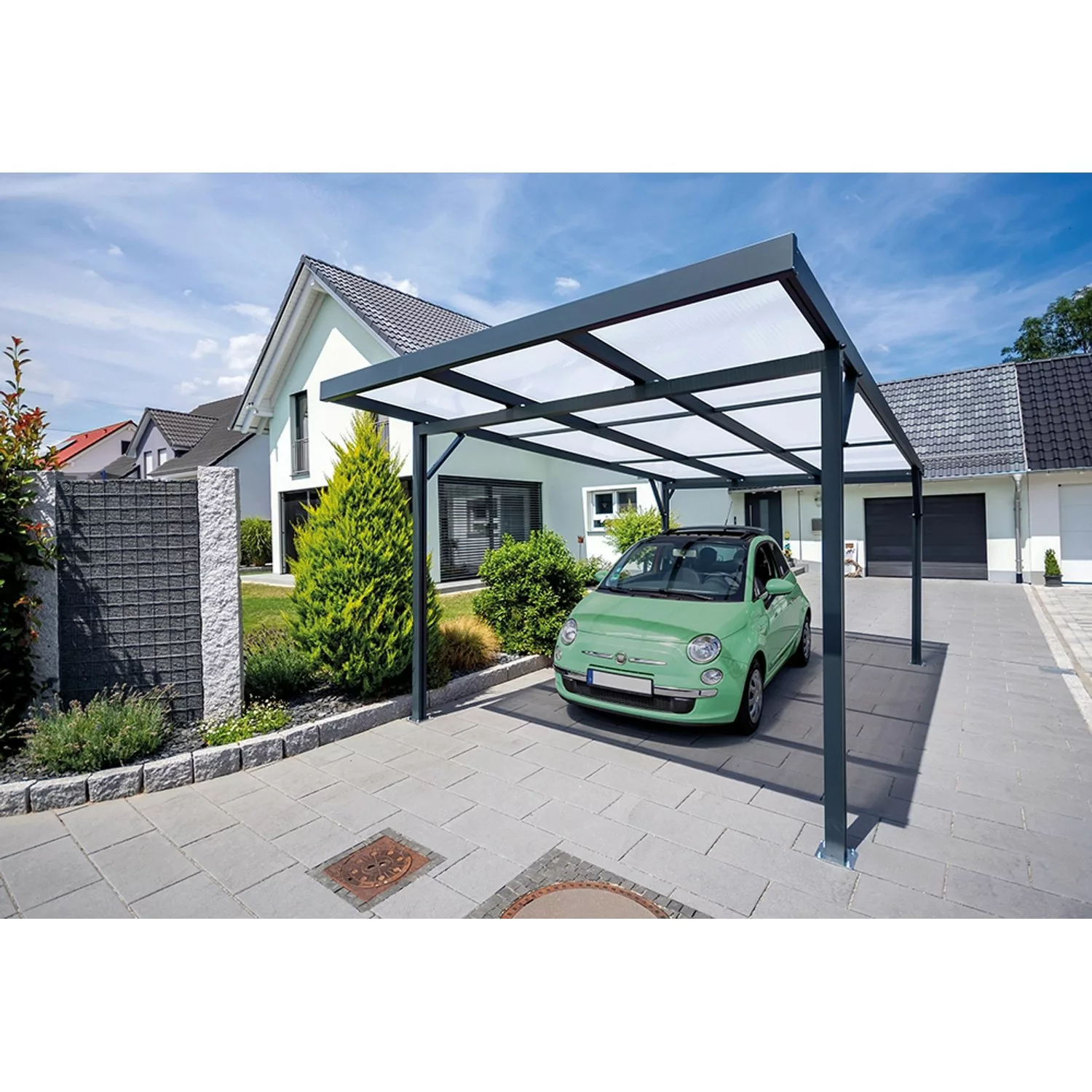 Carport Premium Weiß Opal Stegplatte PC 309,4 cm x 562 cm Anthrazit günstig online kaufen