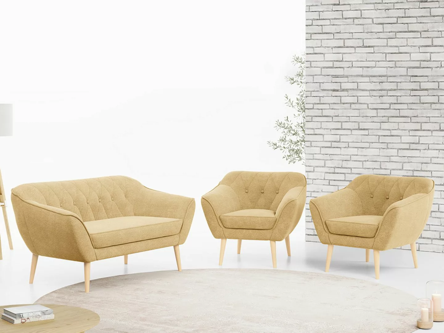 MKS MÖBEL Sofa PIRS 2 1 1, Pirs Loungesofa und Zwei Sessels, Moderne Sofa S günstig online kaufen