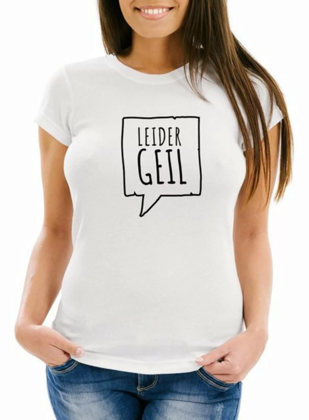 MoonWorks Print-Shirt Damen T-Shirt Leider Geil Slim Fit Moonworks® mit Pri günstig online kaufen