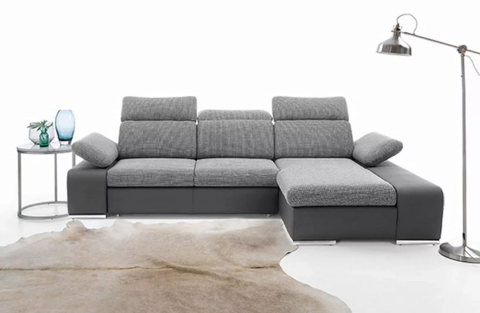 Feldmann-Wohnen Ecksofa Odessa, Odessa 1 Teile, 282cm schwarz / schwarzgrau günstig online kaufen