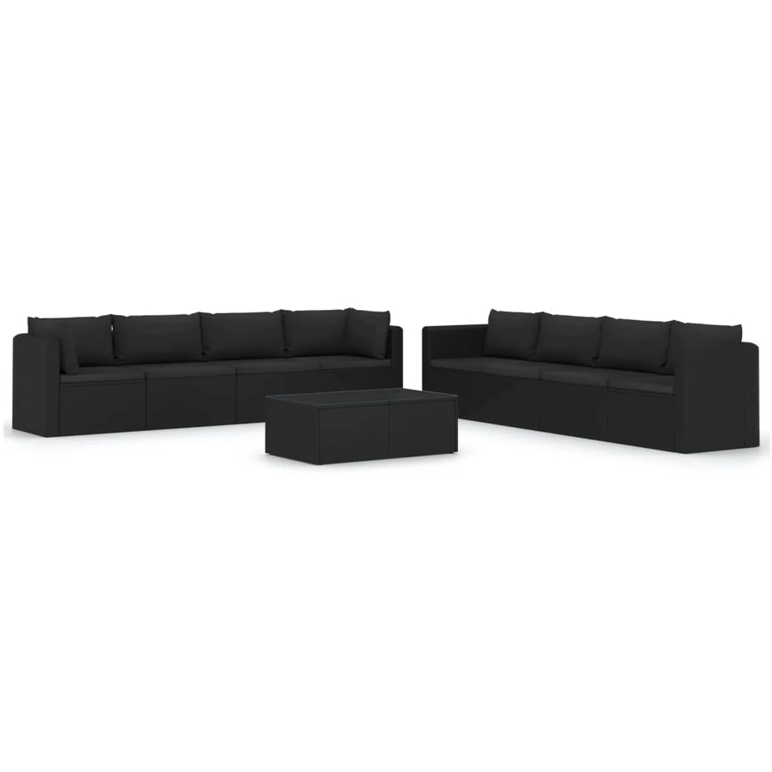 9-tlg. Garten-lounge-set Mit Kissen Poly Rattan Schwarz günstig online kaufen