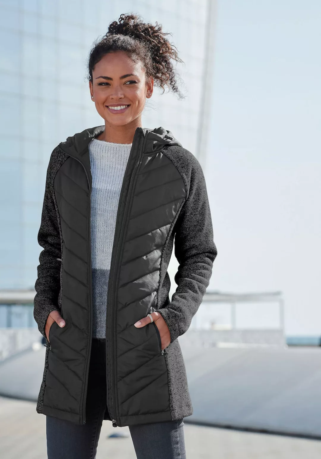 Vivance Steppjacke mit Strickfleece-Ärmeln günstig online kaufen