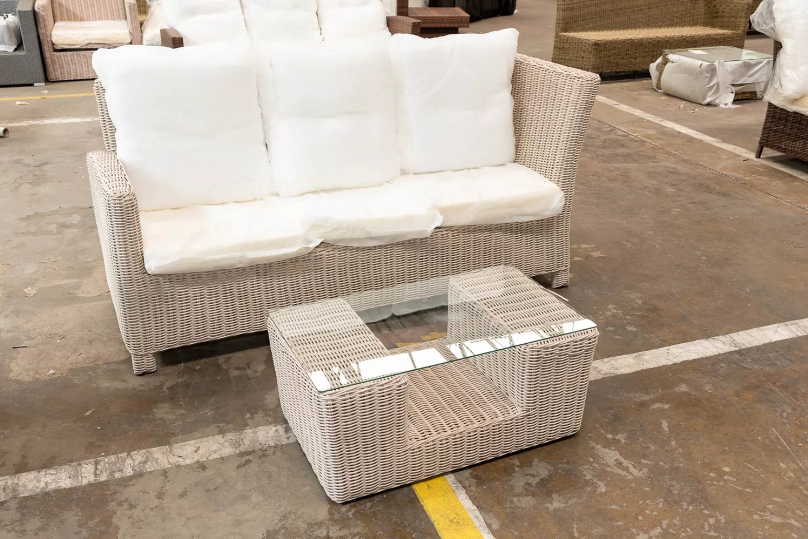 #HBM 2709: 3er Sofa Bermeo mit Tisch Moss 5mm-perlweiß günstig online kaufen