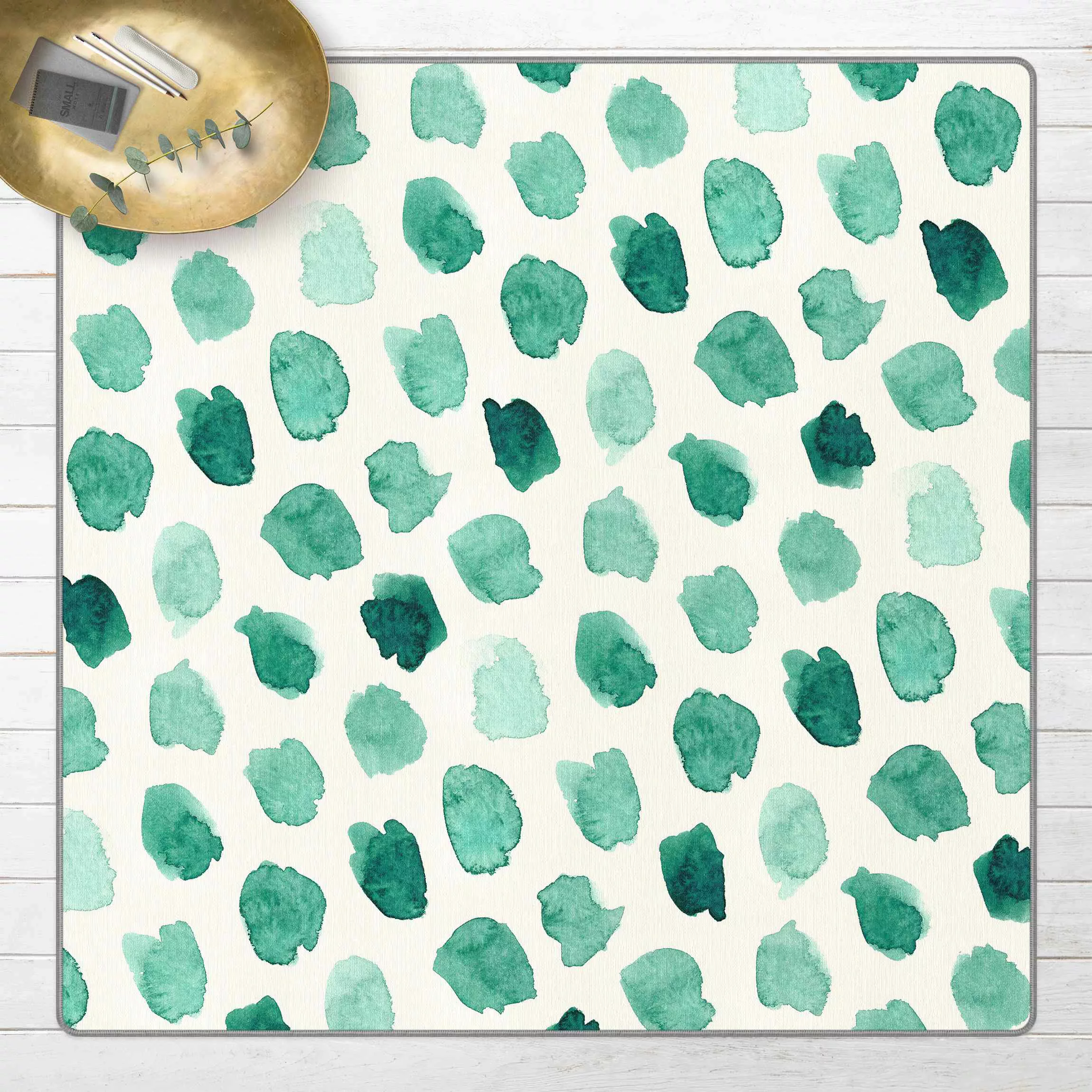 Teppich Aquarell Kleckse in Mintgrün günstig online kaufen
