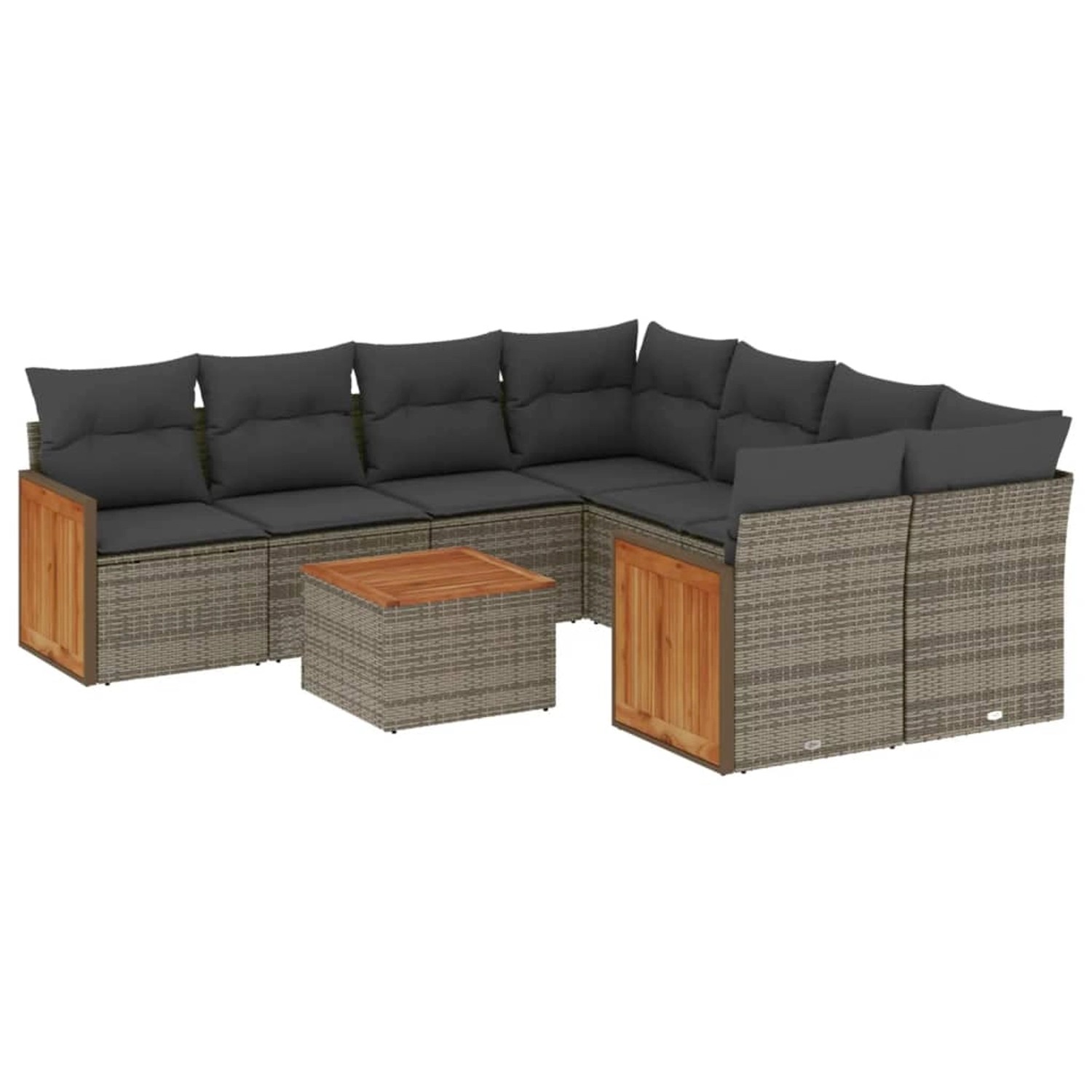 vidaXL 9-Tlg Garten-Sofagarnitur mit Kissen Grau Poly Rattan 3227509 günstig online kaufen