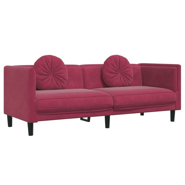 vidaXL Sofa Sofa mit Kissen 3-Sitzer Weinrot Samt günstig online kaufen