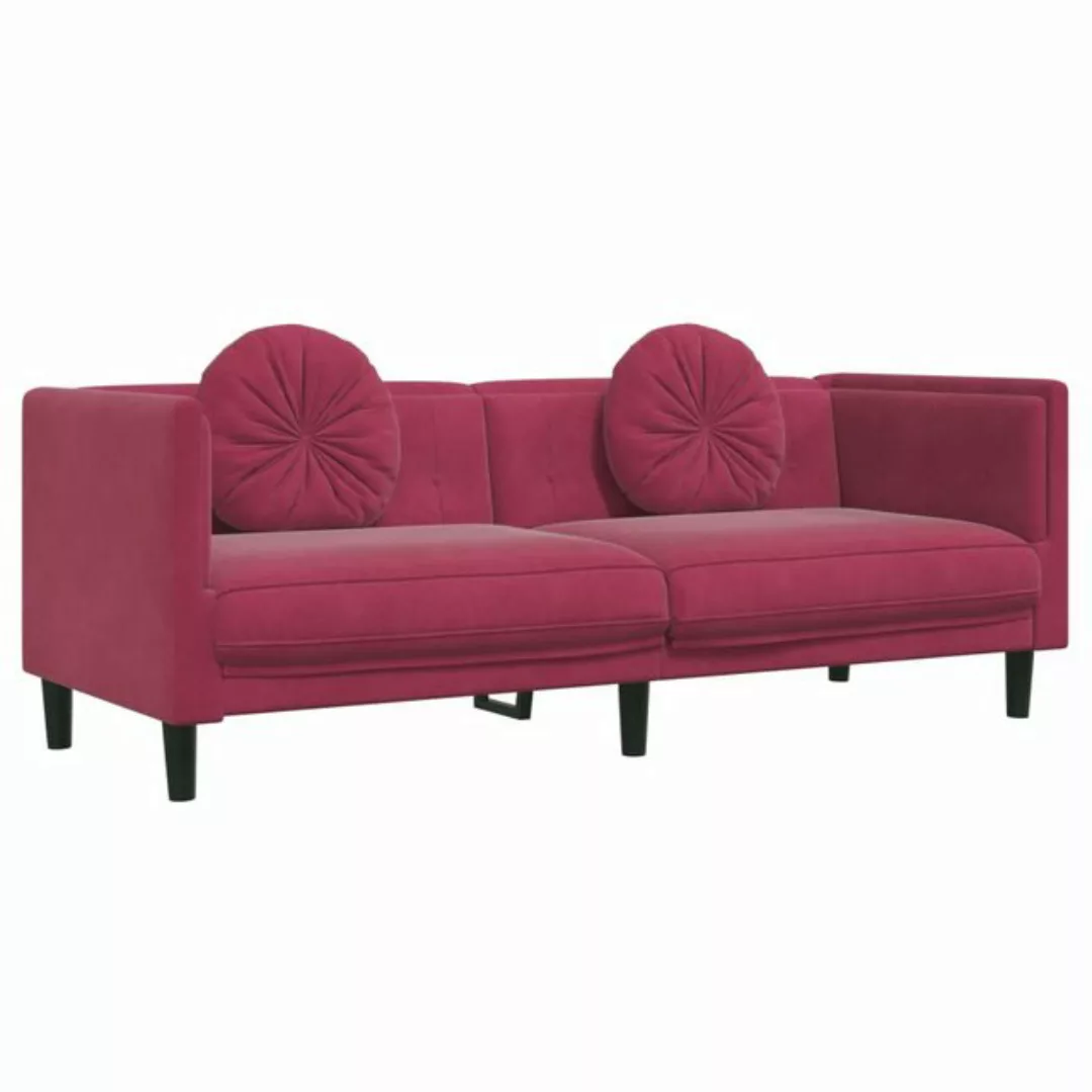 vidaXL Sofa Sofa mit Kissen 3-Sitzer Weinrot Samt günstig online kaufen