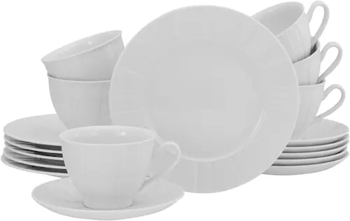 CreaTable Kaffeeservice Barcelona weiß Porzellan 18 tlg. günstig online kaufen