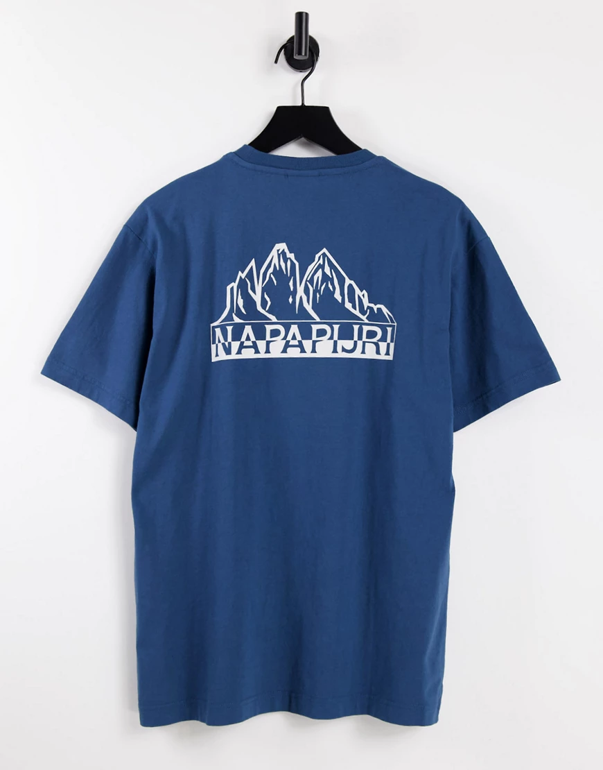 Napapijri – Saretine – T-Shirt in Blau mit Rückenprint günstig online kaufen