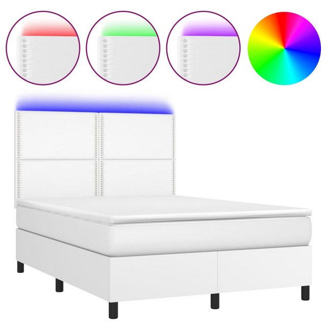 vidaXL Boxspringbett Boxspringbett mit Matratze & LED Kunstleder (140 x 190 günstig online kaufen